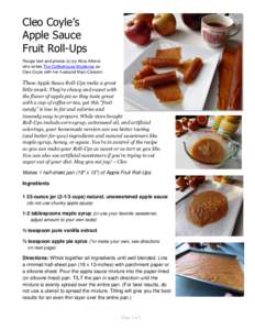 Cleo Coyle’s Apple Sauce Fruit Roll-Ups Recipe text and photos (c) by Alice Alfonsi who writes The Coffeehouse Mysteries as Cleo Coyle with her husband Marc Cerasini