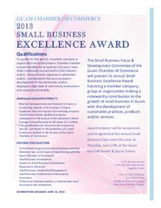GUAM CHAMBER OF COMMERCE[removed]SMALL BUSINESS  EXCELLENCE AWARD