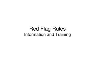 Red Flag Rules Information and Training