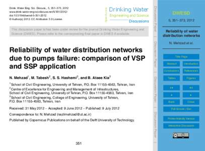 Open Access  Open Access Drinking Water Engineering and Science
