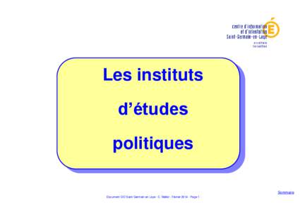 Les instituts d’études politiques Sommaire Document CIO Saint Germain en Laye - C. Mallet - Février[removed]Page 1
