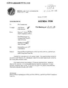 AGENDA DOCUMENT NO[removed]FEDERAL ELECTION COMMISSION WASHINGTON, D.C[removed]January 23, 2013