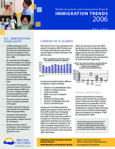 Multiculturalism and Immigration Branch  ImmIgratIon trends 2006