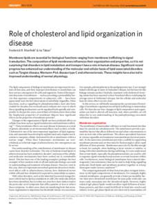 INSIGHT REVIEW  NATURE|Vol 438|1 December 2005|doi:nature04399 Role of cholesterol and lipid organization in disease