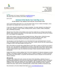 City of Kirkland Tourism News Release 123 – Fifth Avenue Kirkland, WAwww.explorekirkland.com