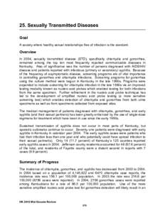 25. Sexually Transmitted Diseases Goal A society where healthy sexual relationships free of infection is the standard. Overview In 2004, sexually transmitted disease (STD), specifically chlamydia and gonorrhea,