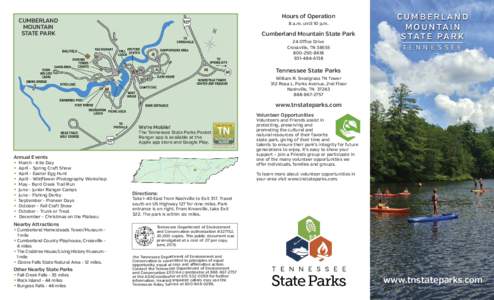 Crossville /  Tennessee / Rock Island State Park / Cumberland Falls State Resort Park / Tennessee / Cumberland Mountain State Park / Cumberland Homesteads
