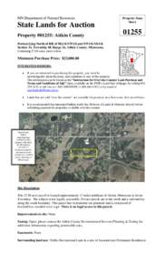 MN Department of Natural Resources  State Lands for Auction Property #01255: Aitkin County  Property Data