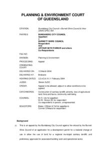 PLANNING & ENVIRONMENT COURT OF QUEENSLAND CITATION: Bundaberg City Council v Burnett Shire Council & AnorQPEC 004