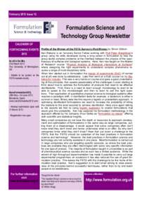 February 2012 Issue 12  Formulation Science and Technology Group Newsletter  Lea d S tor y He adl ine
