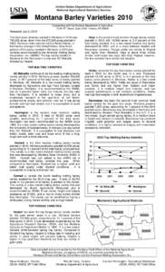 Montana Barley Varieties 2010 Cooperating with the Montana Department of Agriculture th 10 W 15 Street, Suite 3100 · Helena, MT[removed]Released: July 9, 2010