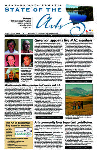 Montana Entrepreneur Program Making economic sense for artists Pages 2 & 5