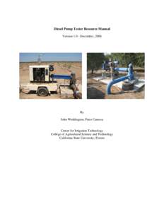 Diesel Pump Tester Resource Manual Version[removed]December, 2006 By John Weddington, Peter Canessa