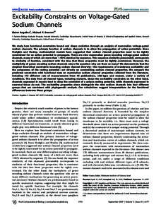Excitability Constraints on Voltage-Gated Sodium Channels Elaine Angelino1, Michael P. Brenner2* 1 Systems Biology Graduate Program, Harvard University, Cambridge, Massachusetts, United States of America, 2 School of Eng