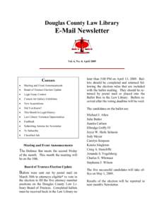 Douglas County Law Library  E-Mail Newsletter Vol. 6, No. 4; April 2009