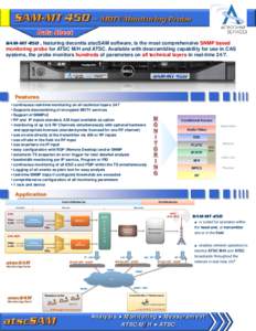 SAM-MT 450 , featuring decontis atscSAM software, is the most comprehensive SNMP based  monitoring probe for ATSC M/H and ATSC. Available with descrambling capability for use in CAS systems, the probe monitors hundreds o