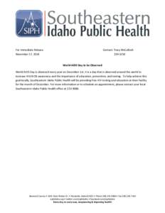 Pandemics / Idaho / Medicine / Oregon Trail / Pocatello /  Idaho / AIDS / Eastern Idaho / World AIDS Day / HIV/AIDS in China / Health / Pocatello metropolitan area / HIV/AIDS