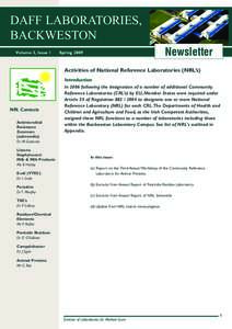 DAFF LABORATORIES, BACKWESTON Volume 3, Issue 1 Newsletter