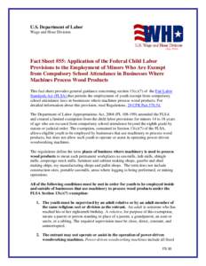 U.S. Department of Labor Wage and Hour Division (July[removed]Fact Sheet #55: Application of the Federal Child Labor