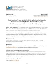 Center for Lifelong Engineering Education 2613 Speedway, Stop A2800 | Austin, TX 78712 | (PRESS RELEASE