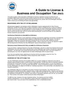 A Guide To Business License and Business and Occupation Tax - City of Bellingham, WA