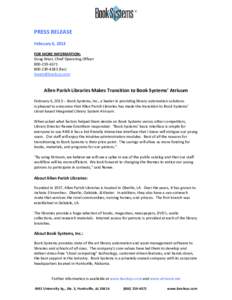 Microsoft Word - Allen Parish Libraries - Press Release _REVISED_.doc