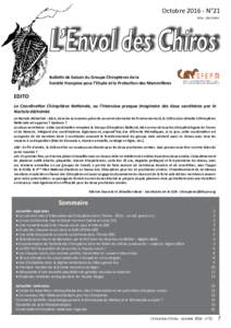 OctobreN°21 ISSN : Bulletin de liaison du Groupe Chiroptères de la Société Française pour l’Etude et la Protection des Mammifères