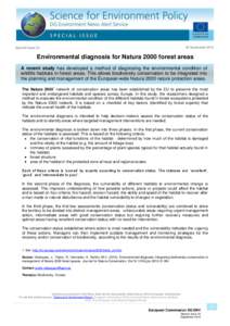 28 September 2010 XX Februa  Special Issue 23 Environmental diagnosis for Natura 2000 forest areas A recent study has developed a method of diagnosing the environmental condition of