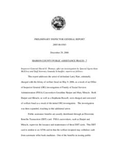 Fraud / Inspector General / Welfare fraud / Harper / Government / Federal assistance in the United States / Electronic Benefit Transfer / Inspectors general