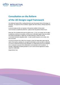 Reform of the UK Designs Legal Framework