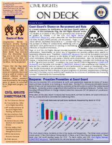 A monthly publication of the U.S. Coast Guard Civil Rights Directorate (CRD[removed]Second Street S.W., MS 7000 Washington, DC[removed][removed]Fax[removed]