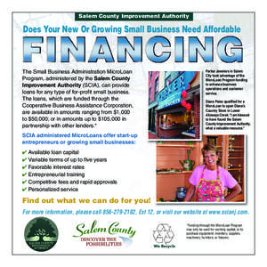 Salem County Improvement Authority  Does Your New Or Growing Small Business Need Affordable The Small Business Administration MicroLoan Program, administered by the Salem County