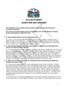 Below are questions submitted by the Gila Conservation Coalition and the Southwest Water Planning Group that they would like a