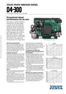 VOLVO PENTA INBOARD DIESEL  D4kW (300 hp) crankshaft power acc. to ISO 8665