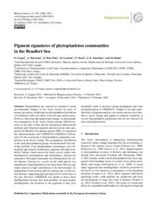 Biogeosciences, 12, 991–1006, 2015 www.biogeosciences.netdoi:bg © Author(sCC Attribution 3.0 License.  Pigment signatures of phytoplankton communities