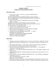 PUBLICATIONS_04.12_Glock: [removed]; 16:41:57  PUBLICATIONS Professor Dr. Hans-Johann GLOCK Books (Sole Author) La mente de los animales: problemas conceptuales (KRK Ediciones,