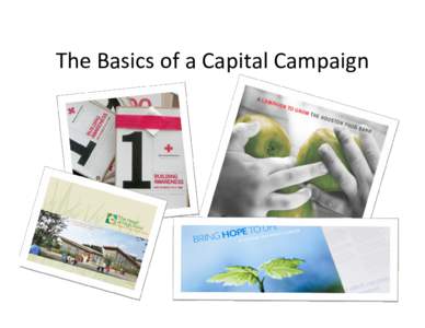 The Basics of a Capital Campaign  What is a Capital Campaign? • A set of fundraising and outreach activities focused on raising money for a specific defined need.