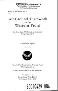 DISTRIBUTION STATEMENT A Approved for Public Release Distribution Unlimited Wings at War Series, No. 5  Air-Ground Teamwork