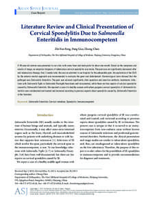 Bacterial diseases / Vertebral column / Enterobacteria / Gram-negative bacteria / Microbiology / Spondylitis / Pott disease / Cervical vertebrae / Salmonella enterica enterica / Bacteria / Anatomy / Medicine