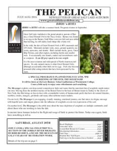 july/augNEWSLETTER OF GREAT SALT LAKE AUDUBON www.greatsaltlakeaudubon.org BIRDS ‘n BITES