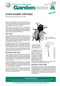 Garden note 09 : Avoid trouble with bees [WA AGRIC]