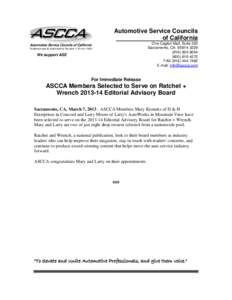 Automotive Service Councils of California One Capitol Mall, Suite 320 Sacramento, CA[removed][removed][removed]