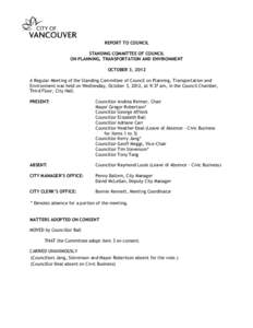 Minutes - Planning Transportation Environment Committee: 2012 Oct 3