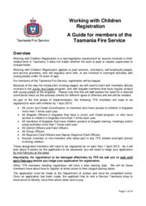 A guide for the members of the Tasmania Fire Service