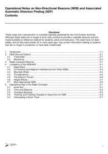 Operational Notes on Non-Directional Beacons (NDB) and Associated Automatic Direction Finding (ADF)