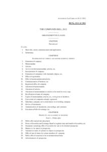 (i) AS PASSED BY LOK SABHA ON[removed]Bill No. 121-C of 2011 THE COMPANIES BILL, 2012 ——————