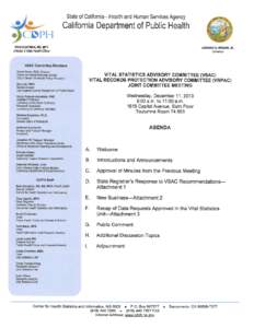 Attachment 1 – State Registrar Response to VSAC Recommendations  December 11, 2013 ATTACHMENT 1— STATE REGISTRAR RESPONSE TO VSAC RECOMMENDATIONS