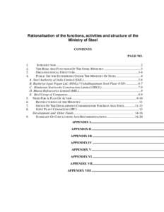 Economy of India / IISCO / Rourkela / Pakistan Steel Mills / Steel Authority of India Limited / States and territories of India / Ministry of Steel