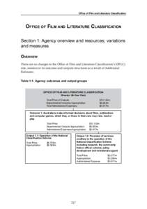 Office of Film and Literature Classification  Office of Film and Literature Classification Section 1: Agency overview and resources; variations and measures Overview
