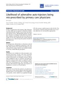 Fischer Allergy, Asthma & Clinical Immunology 2010, 6(Suppl 1):P4 http://www.aacijournal.com/content/6/S1/P4 ALLERGY, ASTHMA & CLINICAL IMMUNOLOGY